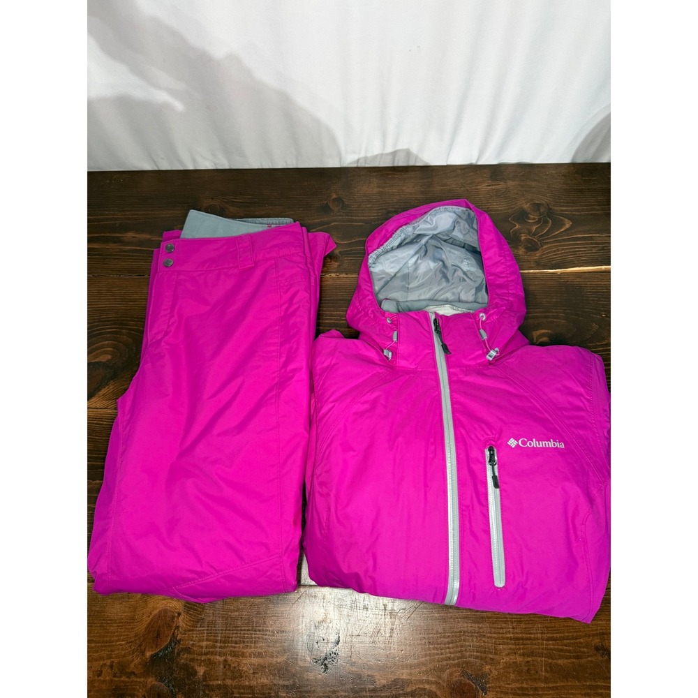 Columbia Omni-Tech Omni-Heat Pink Ski Jacket and Pants Set Womens Medium